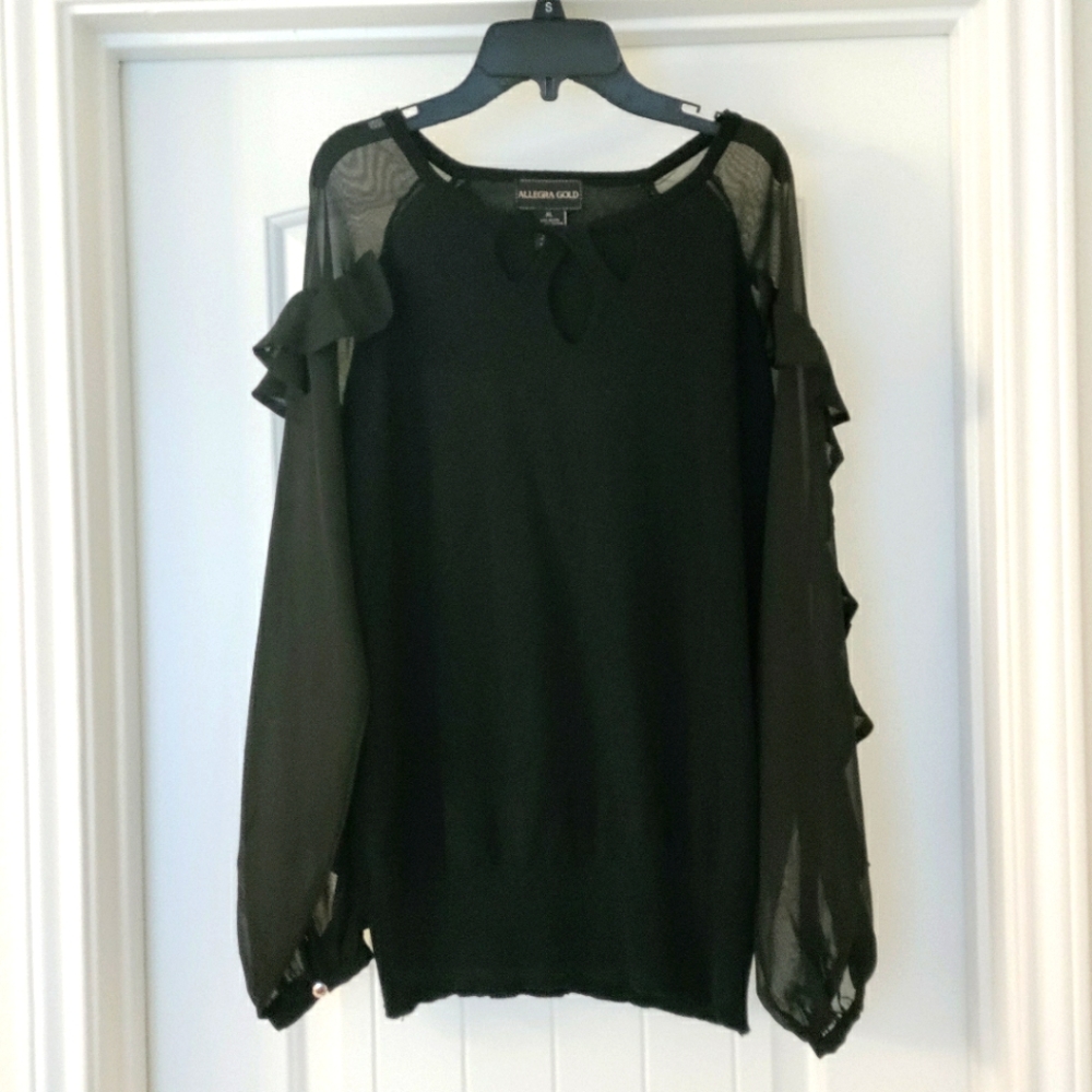 Allegra Gold Women's Black Long Sleeve Blouse Plus Size XL